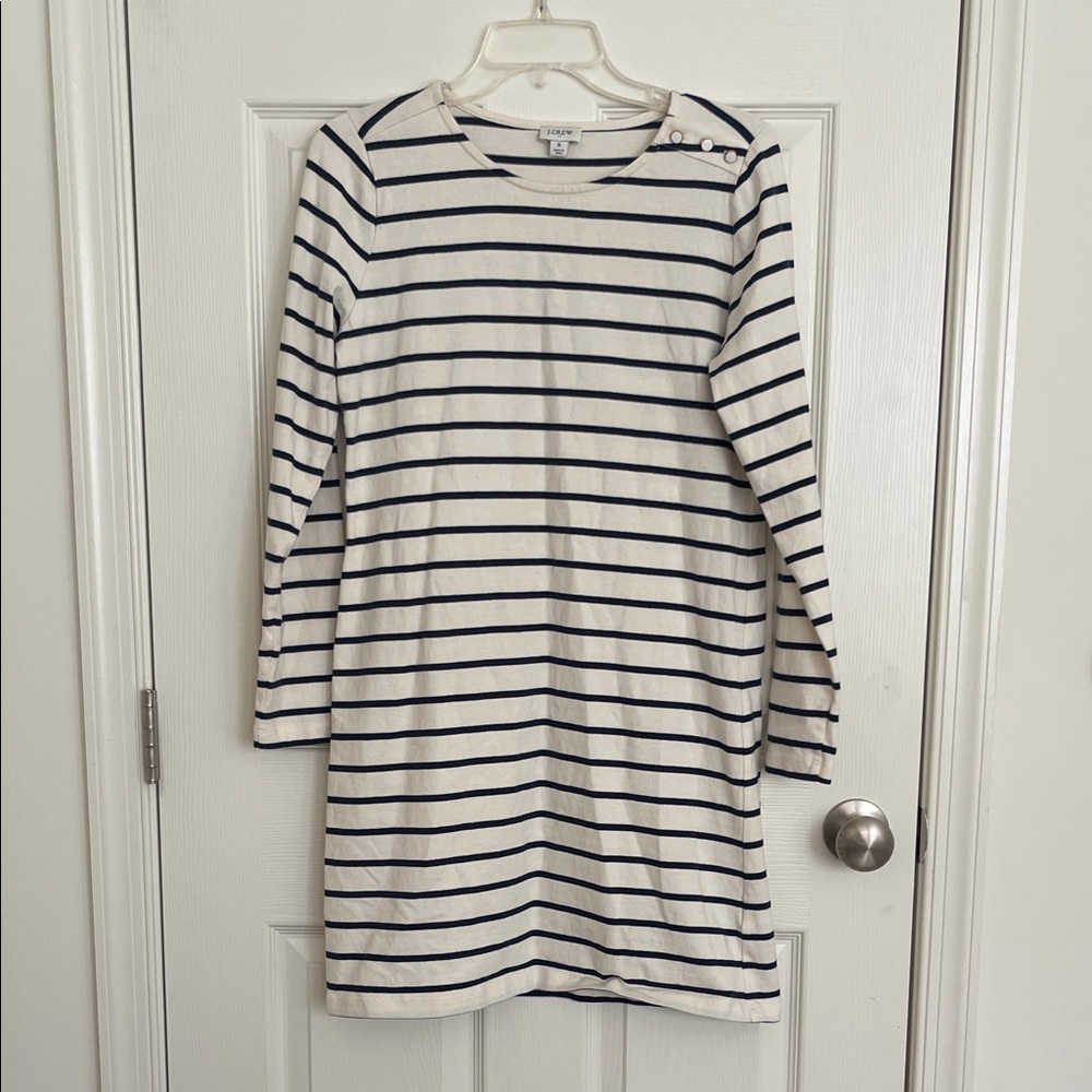 J.Crew Cream and Navy Striped Dress